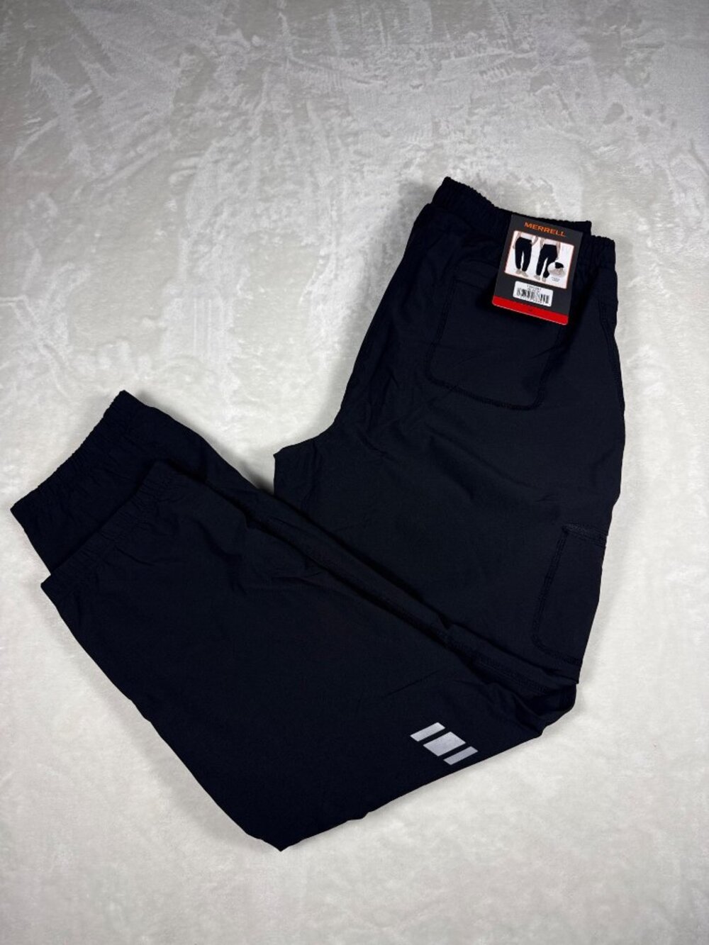 Merrell Womens Black Fleece Lined Cargo Pants Size M Elastic Waist Drawstring Cl - Picture 2 of 8